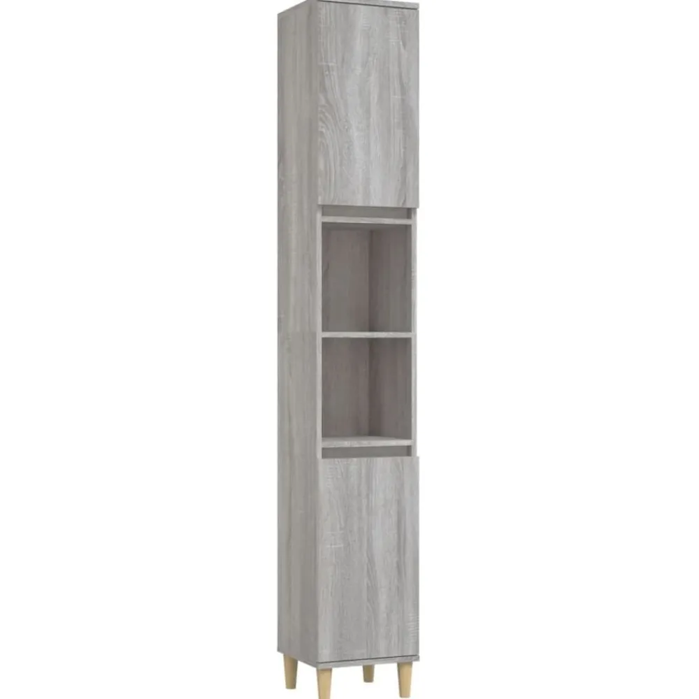 vidaXL Set de muebles de baño 3 pzas madera contrachapada Gris sonoma Outlet