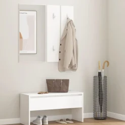 vidaXL Bancos-Set de muebles de recibidor madera contrachapada roble ahumado