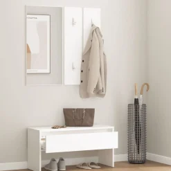 vidaXL Bancos-Set de muebles de recibidor madera contrachapada roble ahumado