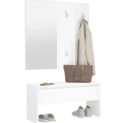 vidaXL Bancos-Set de muebles de recibidor madera contrachapada roble ahumado