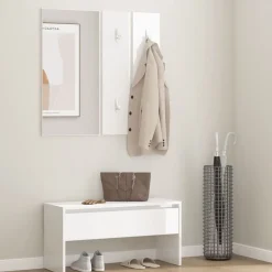 vidaXL Set de muebles de recibidor madera contrachapada blanco brillo Blanco brillante Best