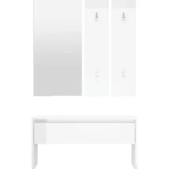 vidaXL Set de muebles de recibidor madera contrachapada blanco brillo Blanco brillante Best