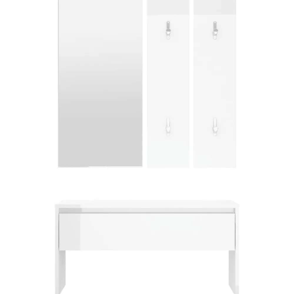 vidaXL Set de muebles de recibidor madera contrachapada blanco brillo Blanco brillante Best