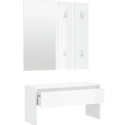 vidaXL Set de muebles de recibidor madera contrachapada blanco brillo Blanco brillante Best
