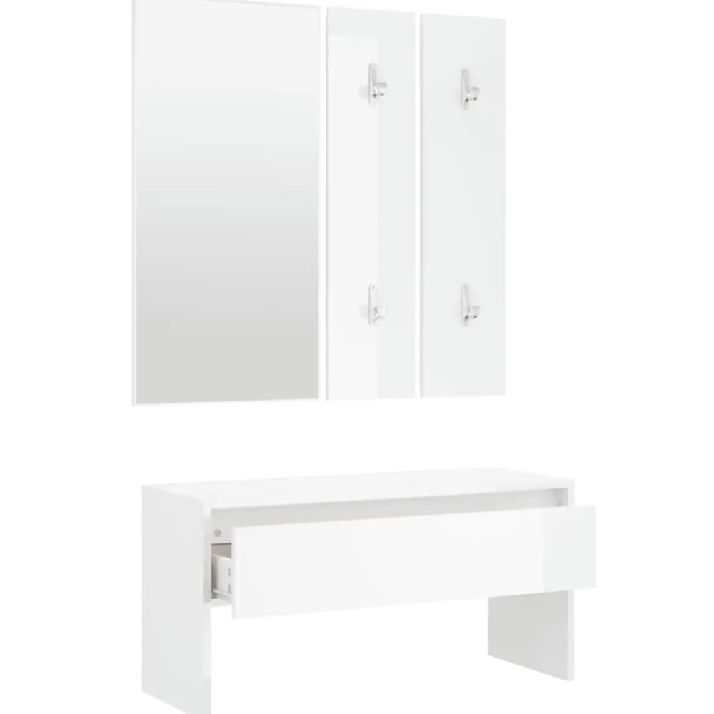 vidaXL Set de muebles de recibidor madera contrachapada blanco brillo Blanco brillante Best