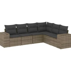 vidaXL Muebles De Jardín-Set de muebles de jardín 6 pzas y cojines ratán sintético