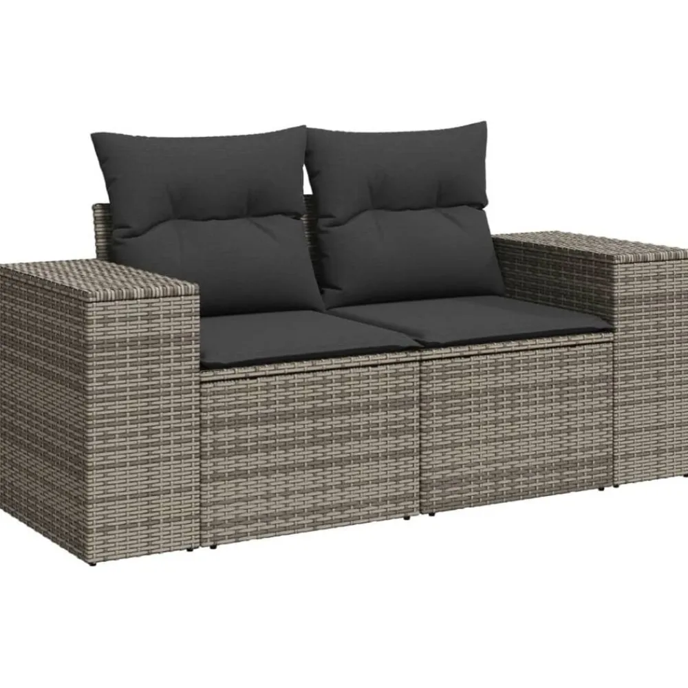 vidaXL Muebles De Jardín-Set de muebles de jardín 6 pzas y cojines ratán sintético