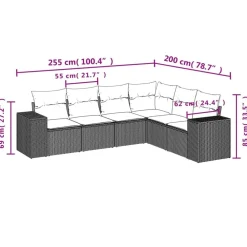 vidaXL Muebles De Jardín-Set de muebles de jardín 6 pzas y cojines ratán sintético