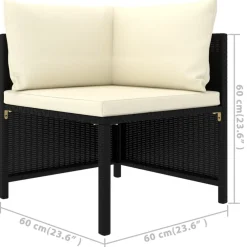 vidaXL Muebles De Jardín-Set de muebles de jardín 6 pzas y cojines ratán sintético
