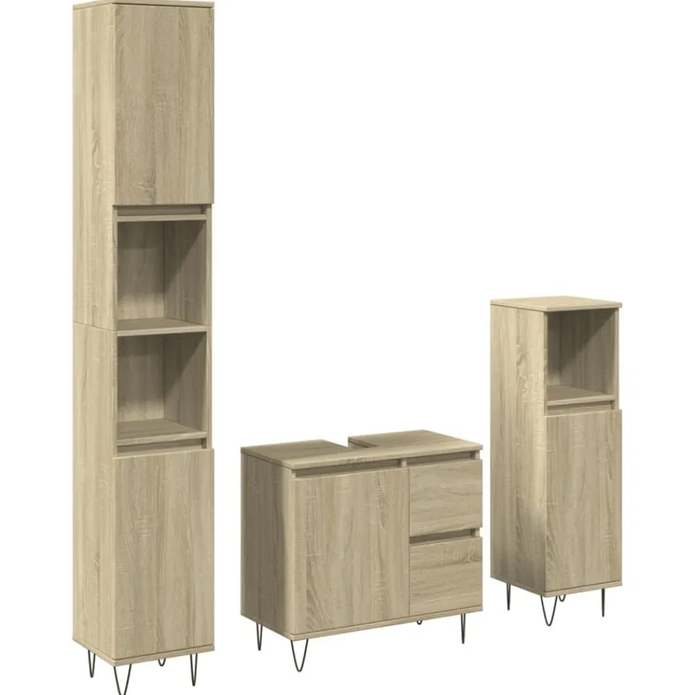 vidaXL Conjuntos De Muebles-Set de muebles de baño 3 pzas madera contrachapada