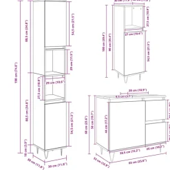 vidaXL Conjuntos De Muebles-Set de muebles de baño 3 pzas madera contrachapada