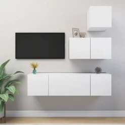 vidaXL Muebles Tv-Set de muebles de salón TV 4 piezas madera de ingeniería
