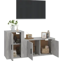 vidaXL Muebles Tv-Set de muebles de TV 2 pzas madera contrachapada gris hormigón