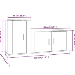 vidaXL Muebles Tv-Set de muebles de TV 2 pzas madera contrachapada gris hormigón