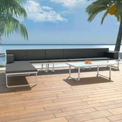 vidaXL Muebles De Jardín-Set de muebles de jardín 5 piezas textilene aluminio negro