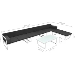 vidaXL Muebles De Jardín-Set de muebles de jardín 5 piezas textilene aluminio negro