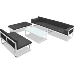 vidaXL Muebles De Jardín-Set de muebles de jardín 5 piezas textilene aluminio negro