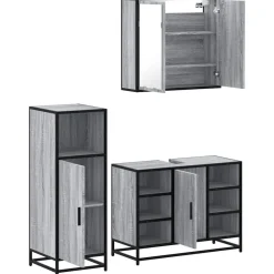 vidaXL Set de muebles de baño 3 pzas madera contrachapada Gris sonoma Clearance