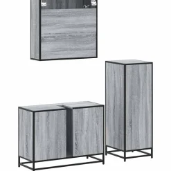 vidaXL Set de muebles de baño 3 pzas madera contrachapada Gris sonoma Clearance