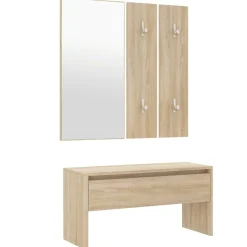vidaXL Bancos-Set de muebles de recibidor madera contrachapada