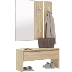 vidaXL Bancos-Set de muebles de recibidor madera contrachapada