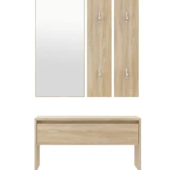 vidaXL Bancos-Set de muebles de recibidor madera contrachapada