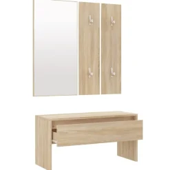 vidaXL Bancos-Set de muebles de recibidor madera contrachapada