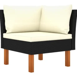 vidaXL Set de muebles de jardín 5 pzas y cojines ratán sintético Negro Clearance