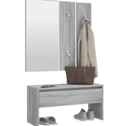vidaXL Bancos-Set de muebles de recibidor madera contrachapada