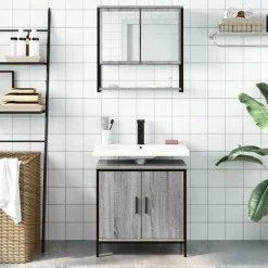 vidaXL Conjuntos De Muebles-Set de muebles de baño 2 pzas madera contrachapada