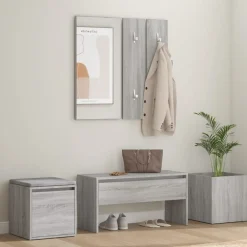 vidaXL Bancos-Set de muebles de recibidor madera contrachapada
