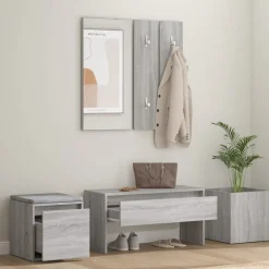 vidaXL Bancos-Set de muebles de recibidor madera contrachapada