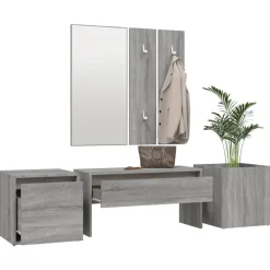 vidaXL Bancos-Set de muebles de recibidor madera contrachapada