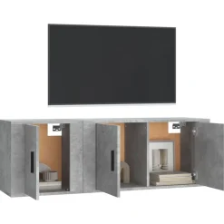 vidaXL Muebles Tv-Set de muebles de TV 2 pzas madera contrachapada gris hormigón