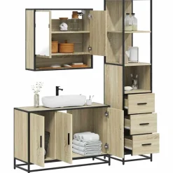 vidaXL Set de muebles de baño 3 pzas madera contrachapada Roble Sonoma Best