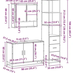 vidaXL Set de muebles de baño 3 pzas madera contrachapada Roble Sonoma Best