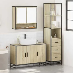 vidaXL Set de muebles de baño 3 pzas madera contrachapada Roble Sonoma Best