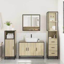 vidaXL Set de muebles de baño 3 pzas madera contrachapada Roble Sonoma Best