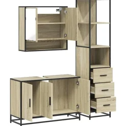 vidaXL Set de muebles de baño 3 pzas madera contrachapada Roble Sonoma Best