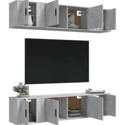 vidaXL Set de muebles de TV 6 pzas madera contrachapada gris hormigón Gris hormig&oacute;n Clearance