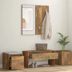 vidaXL Set de muebles de recibidor madera contrachapada Roble ahumado Clearance