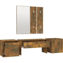 vidaXL Set de muebles de recibidor madera contrachapada Roble ahumado Clearance