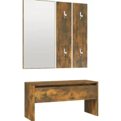 vidaXL Set de muebles de recibidor madera contrachapada Roble ahumado Clearance