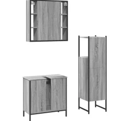 vidaXL Conjuntos De Muebles-Set de muebles de baño 3 pzas madera contrachapada