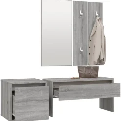 vidaXL Set de muebles de recibidor madera contrachapada Gris sonoma Outlet
