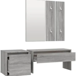 vidaXL Set de muebles de recibidor madera contrachapada Gris sonoma Outlet