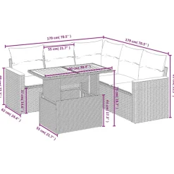 vidaXL Muebles De Jardín-Set de muebles de jardín 6 pzas y cojines ratán sintético