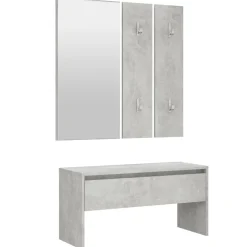 vidaXL Set de muebles de recibidor madera contrachapada gris hormigón Gris hormigón Hot