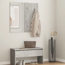 vidaXL Set de muebles de recibidor madera contrachapada gris hormigón Gris hormig&oacute;n Hot