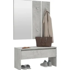 vidaXL Set de muebles de recibidor madera contrachapada gris hormigón Gris hormig&oacute;n Hot